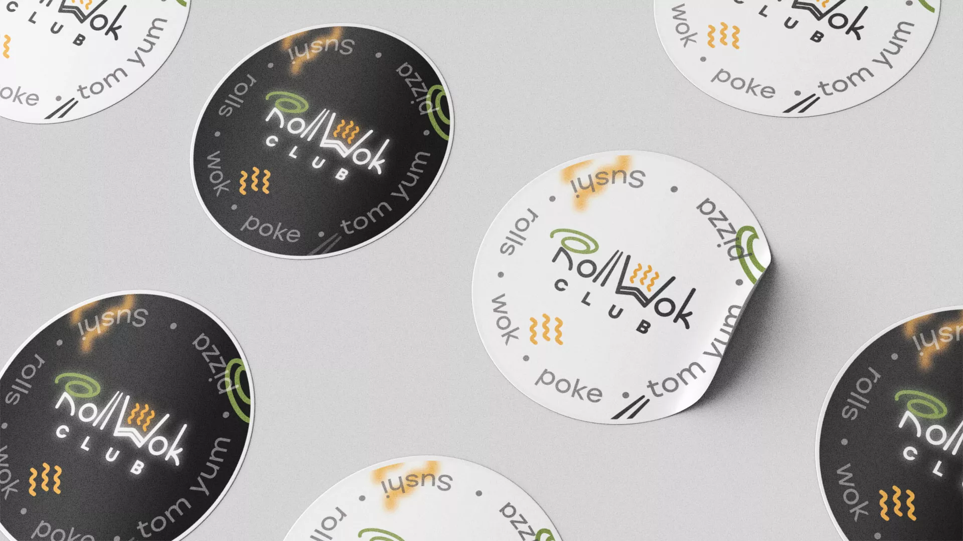 Разработка наклеек для суши-бара «Roll Wok Club» в Фурманове
